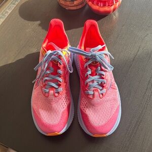 Hoka Pink and Blue Athletic Shoes